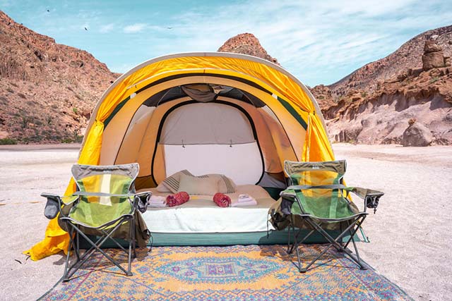 Tent interior - Isla Espiritu Santo Camping