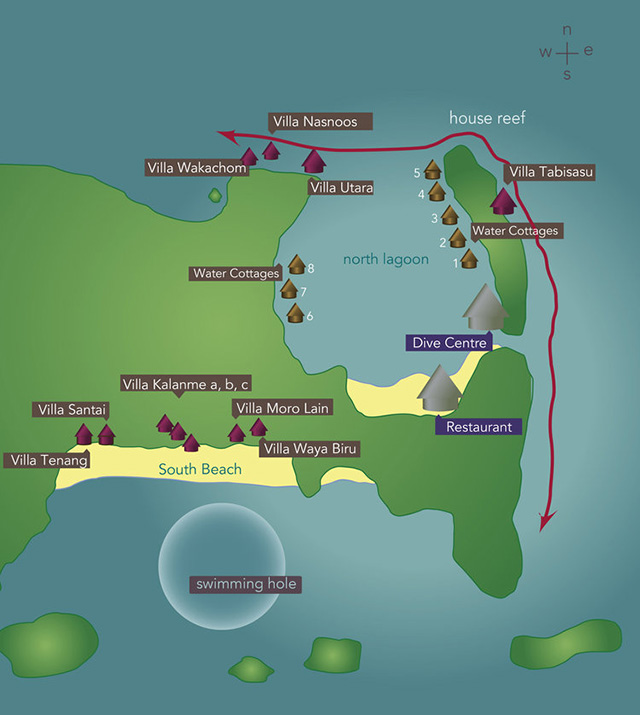 Accommodation Map - Misool in Raja Ampat