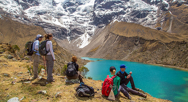 Hikers at Lake Humantay